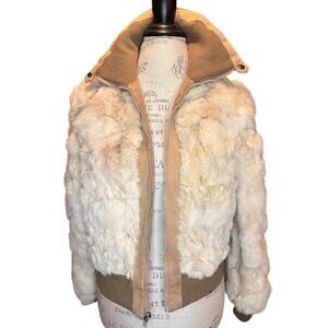 Dino Ricco Vintage 1970s Reversible Rabbit Fur Jacket – Canvas Bomber – RARE